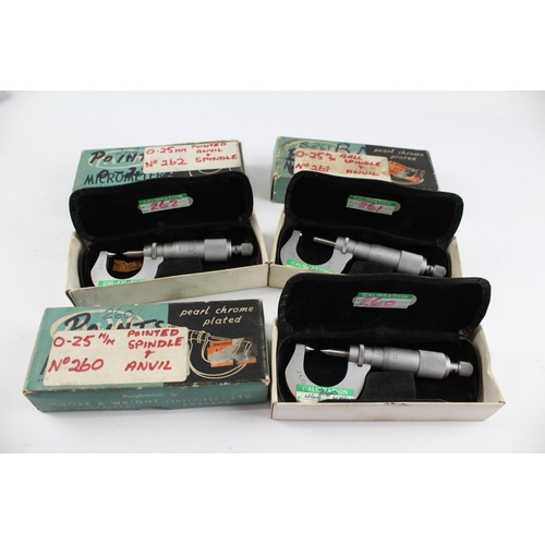 2192 - Three boxed Moore & Wright Sheffield pearl chrome plated micrometers