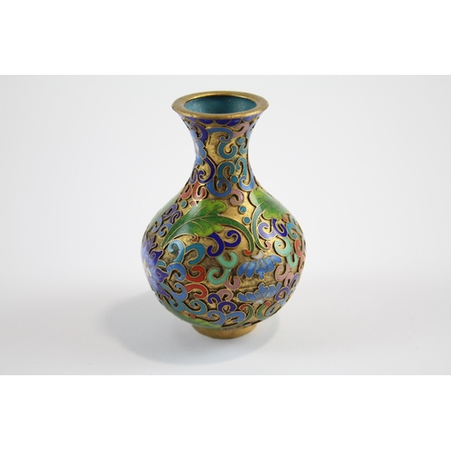 2194 - A cloisonné and brass bud vase - approx. 8.5cm high