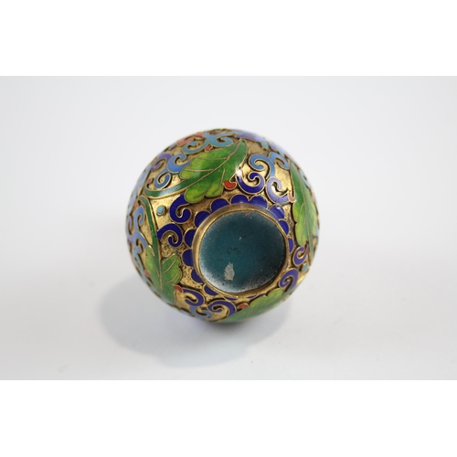 2194 - A cloisonné and brass bud vase - approx. 8.5cm high