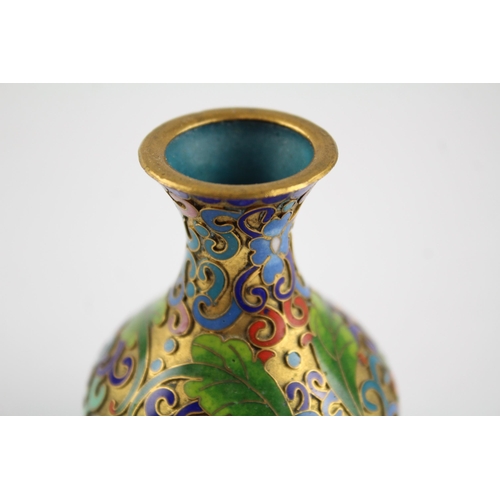 2194 - A cloisonné and brass bud vase - approx. 8.5cm high