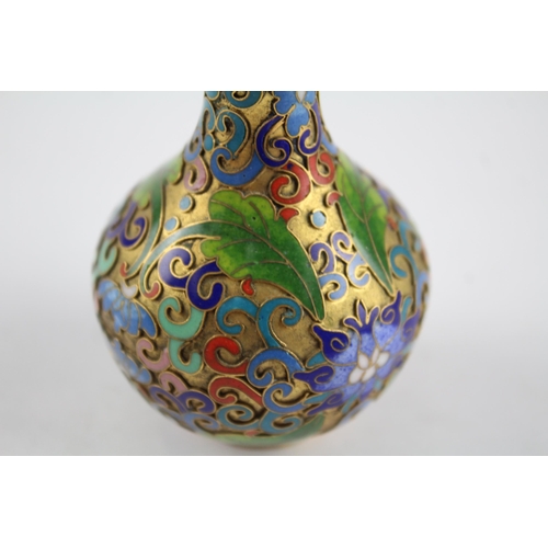 2194 - A cloisonné and brass bud vase - approx. 8.5cm high