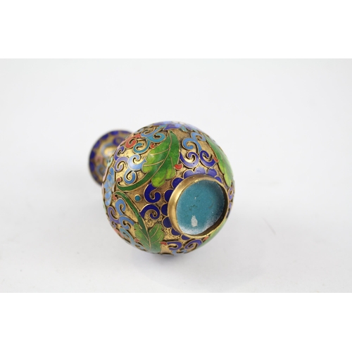 2194 - A cloisonné and brass bud vase - approx. 8.5cm high