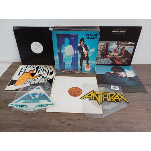 675 - A collection of vinyl records to include Asia and Anthrax shaped picture discs, Crosby Stills & Nash... 