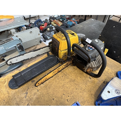 823 - Two petrol chainsaws, one Ryobi and one Partner