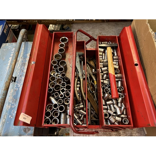 837 - Two vintage metal cantilever toolboxes containing King Dick spanners, sockets, allen keys etc.