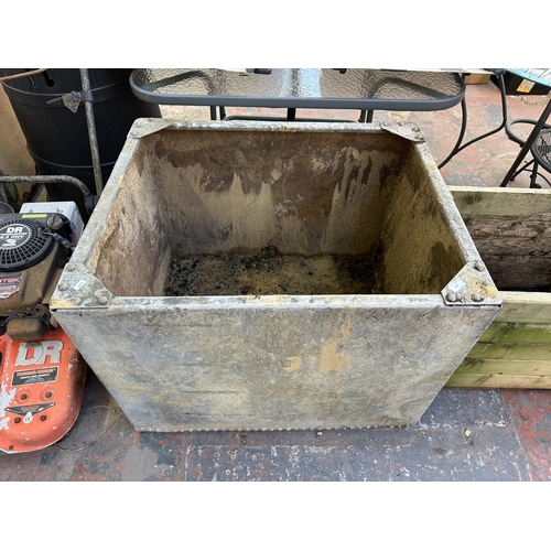 847 - A large early/mid 20th century galvanised planter - approx. 68cm high x 89cm wide x 74cm deep