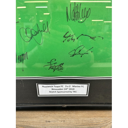 508 - A framed Nantwich town FC signed shirt - approx. 86cm high x 65cm wide