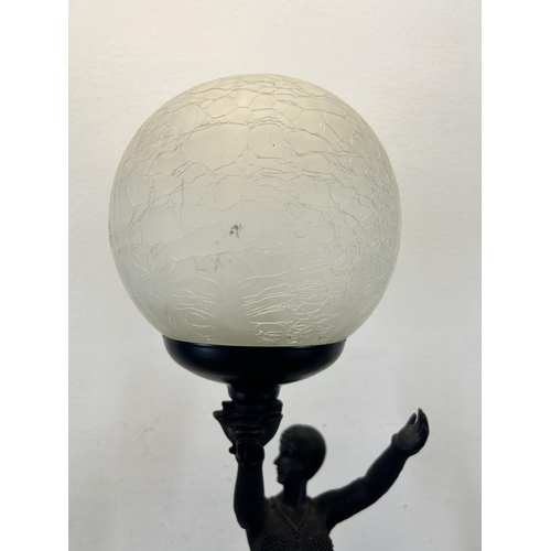 515 - A Widdop Bingham & Co Ltd Art Deco style figural table lamp with spherical glass shade - approx. 60c... 