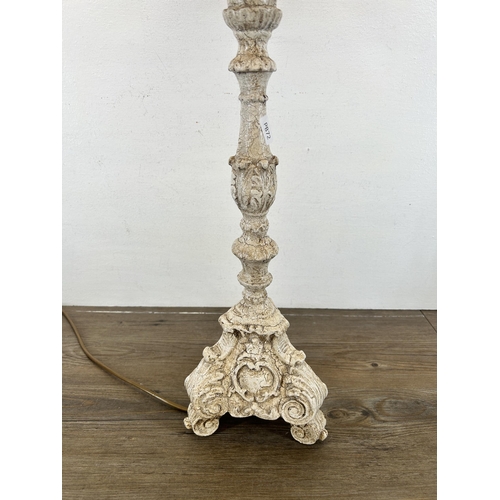 516 - A French style white painted table lamp - approx. 61cm high (excluding bulb and shade)