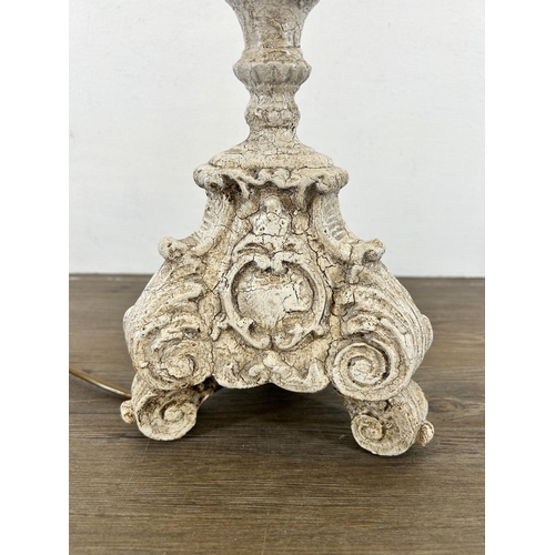 516 - A French style white painted table lamp - approx. 61cm high (excluding bulb and shade)