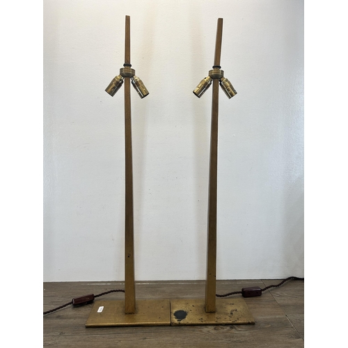 519 - A pair of Porta Romana Tapering Harral gold painted metal table lamps - each approx. 81cm high