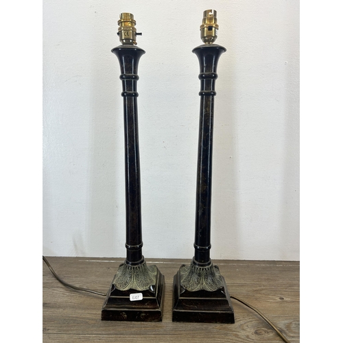 520 - A pair of French style marble effect metal table lamps - approx. 59cm high