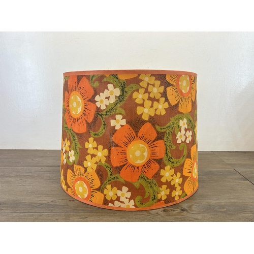 522 - A large 1970s floral fabric ceiling lightshade