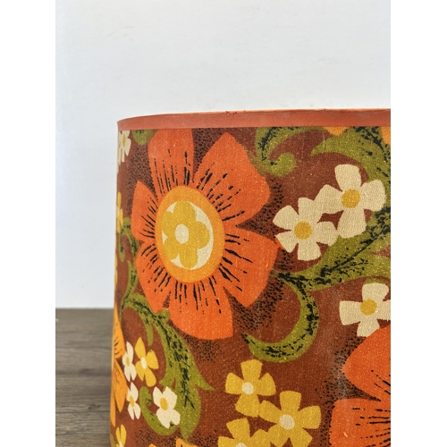 522 - A large 1970s floral fabric ceiling lightshade