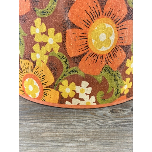 522 - A large 1970s floral fabric ceiling lightshade