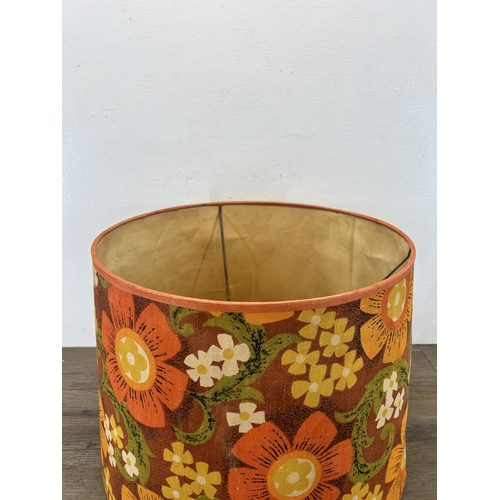 522 - A large 1970s floral fabric ceiling lightshade