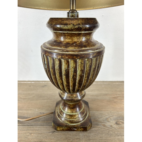 524 - A 19th century style patinated cast metal table lamp