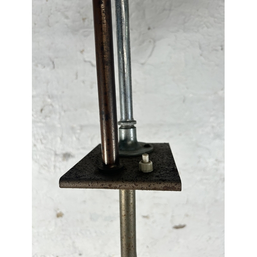 525 - A mid 20th century two section goose neck machinist lamp on tripod base - approx. 152cm high