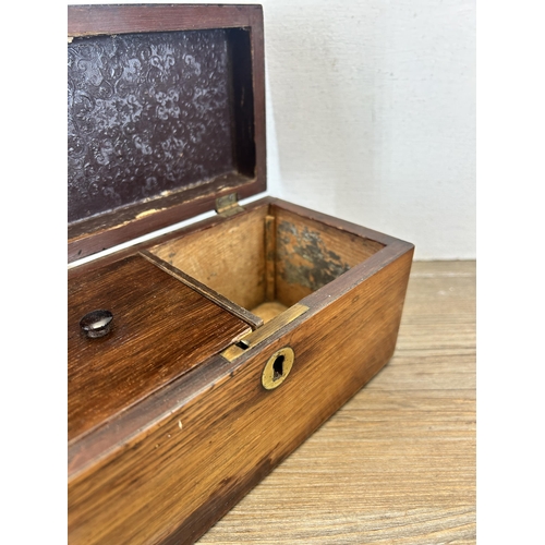 536 - A Georgian rosewood tea caddy - approx. 10cm high x 19.5cm wide x 10cm deep