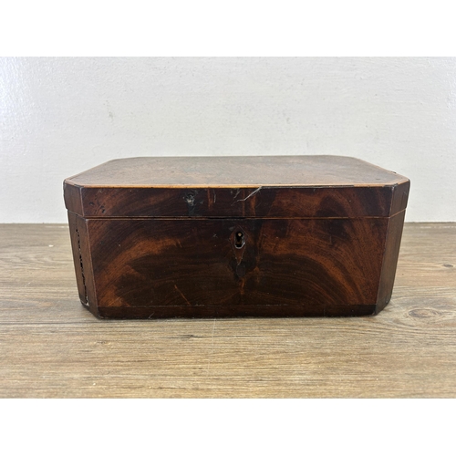 538 - A 19th century mahogany and satinwood inlaid jewellery box - approx. 11cm high x 27.5cm wide x 18cm ... 