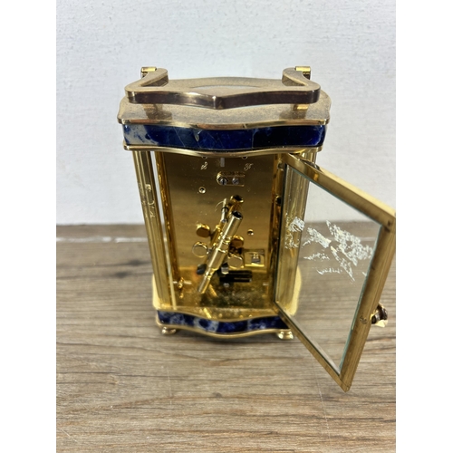 549 - An Angelus brass and lapis lazuli carriage clock - approx. 12.5cm high x 8cm wide x 7cm deep