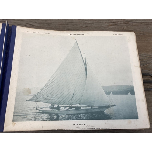 493 - A Victorian album containing a collection of yachtsman black and white photographs