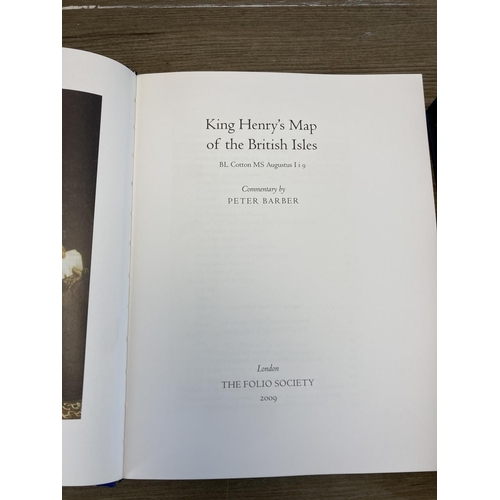 500 - Three hardback books, two Holy Bibles and one King Henrys map of the British Isles