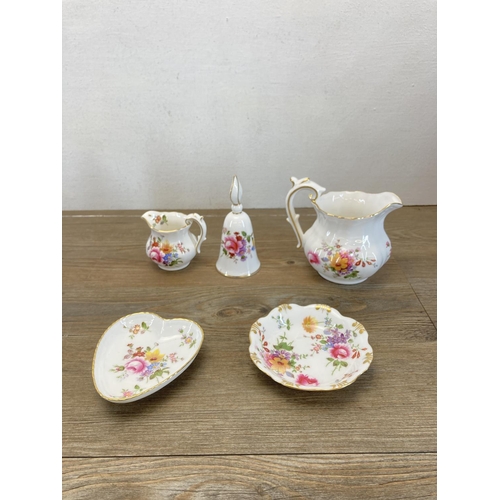 340 - A collection of Royal Crown Derby Derby Posies bone china to include trinket box, cup and saucer etc... 