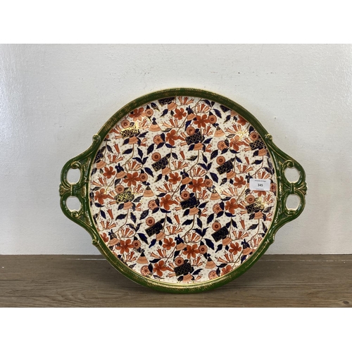 345 - A late 19th/early 20th century C. & H. Japanese twin handled serving tray - approx. 43cm x 37cm