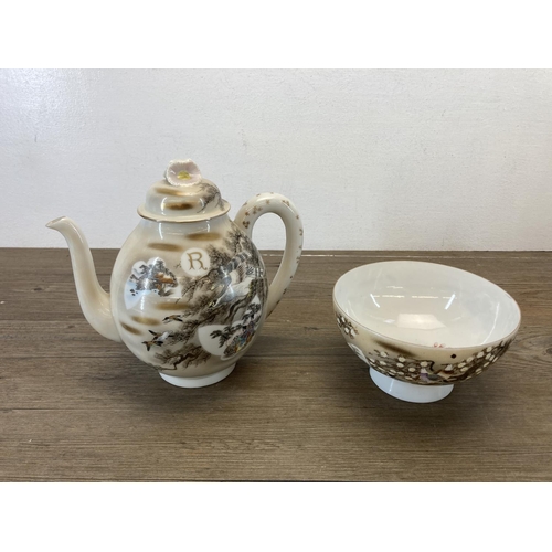 347 - A Japanese eggshell porcelain tea set