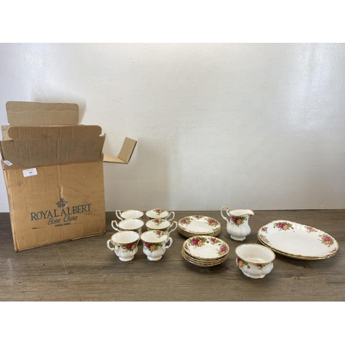 348 - Eighteen pieces of Royal Albert Old Country Roses bone china to include six tea cups, four saucers, ... 