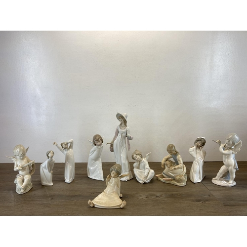 350 - Ten Lladro and Nao porcelain figurines