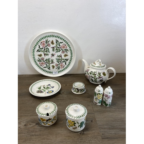 354 - A collection of Portmeirion The Botanic Garden dinnerware to include teapot, mugs, sugar bowl, salt ... 