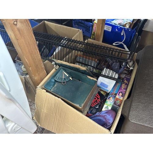 859 - A large collection of house clearance items to include handbags, Bosch hedge trimmer, chicken wire e... 