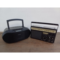 Two reel-to-reel tape players, one Stella ST458/00 Stellaphone and one  British Radio Corp. Ltd. Ferg