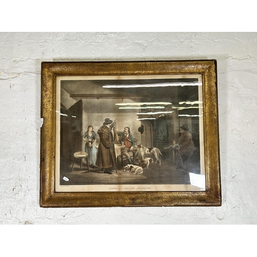 229 - Six 19th century framed engravings to include Three Harlots Progress etc. - largest approx. 62cm hig... 