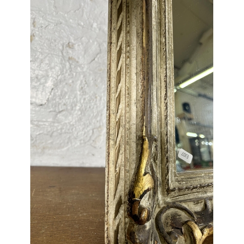 232 - A French Louis XVI style white and gilt framed wall mirror - approx. 70cm high x 90cm wide