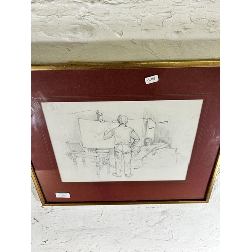 234 - A framed 1975 Roy Berry 'The Demonstration' pencil sketch from The Derby Sketching Club Expedition a... 