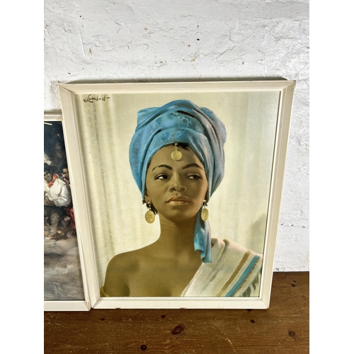 244 - Two mid 20th century framed prints, The Blue Bandana by Walter Lambert - approx. 60cm high x 49cm wi... 