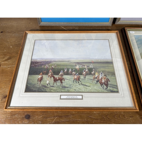 245 - Four framed horse racing prints to include John Brian Evanson signed print etc.