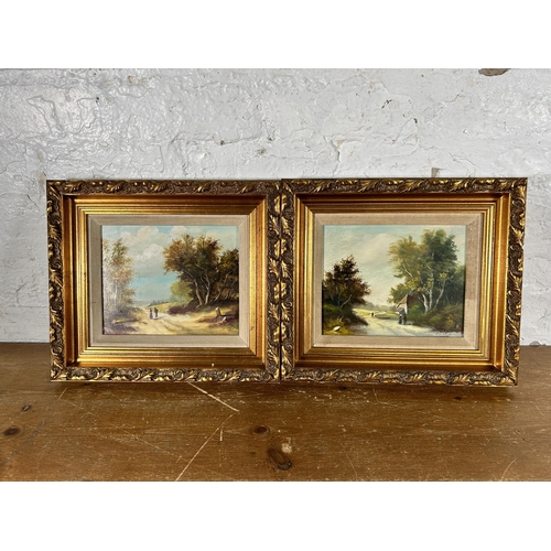 255 - Two 20th century gilt framed oil on boards signed lower right - approx. 33cm high x 37cm wide