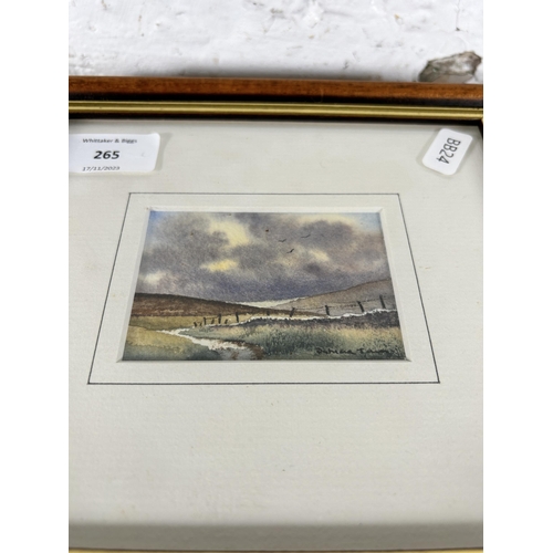 265 - Three late 20th century mahogany framed Patricia Jones landscape watercolours - approx. 19cm high x ... 