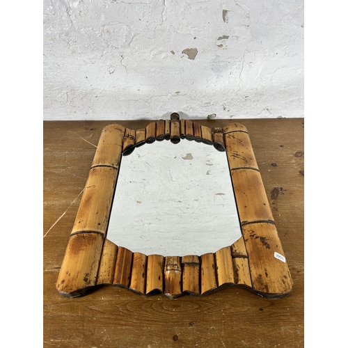 267 - A mid 20th century bamboo framed wall mirror - approx. 60cm high x 46cm wide