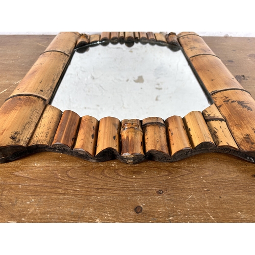 267 - A mid 20th century bamboo framed wall mirror - approx. 60cm high x 46cm wide