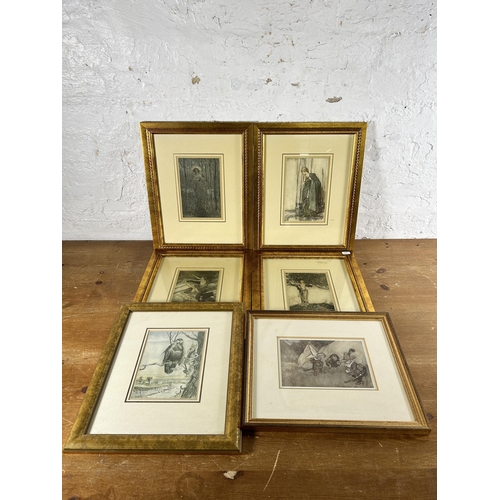 274 - Six antique framed Arthur Rackham illustrations - largest approx. 39cm high x 34cm wide