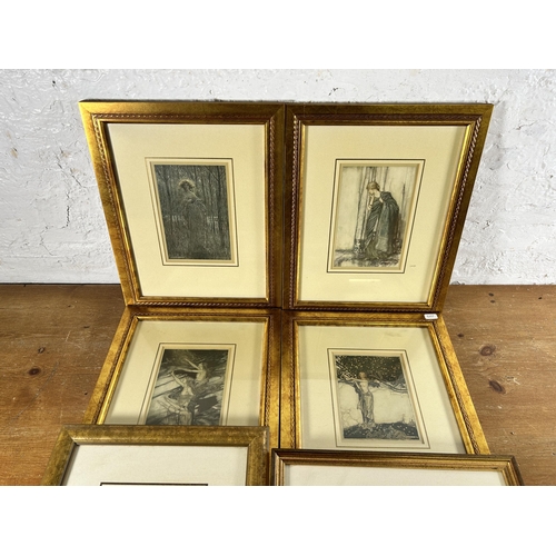 274 - Six antique framed Arthur Rackham illustrations - largest approx. 39cm high x 34cm wide