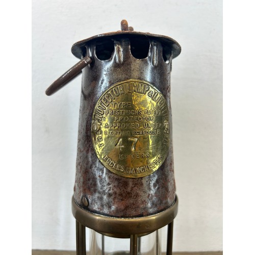 512 - A Protector Lamp & Lighting Co Ltd miners lamp - approx. 23cm high