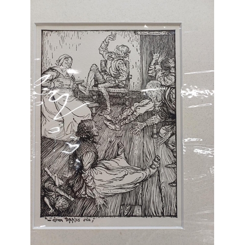 507F - A large collection of mounted Arthur Rackham book illustrations