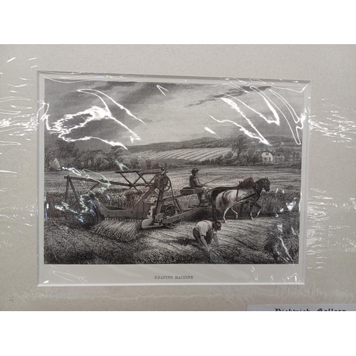 507G - A large collection of mounted rural landscape and farming scene book illustrations