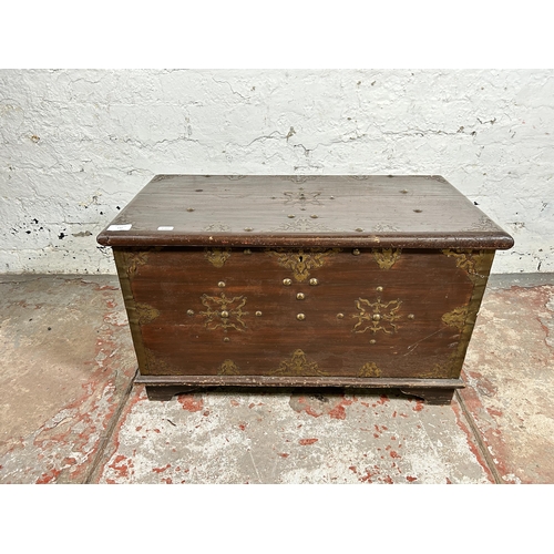 142 - A 20th century mahogany and brass bound twin handled chest - approx. 41cm high x 70cm wide x 37cm de... 
